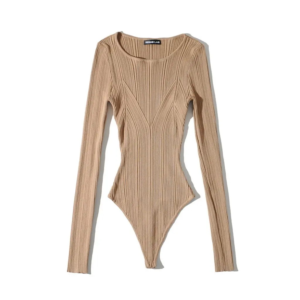 

Women's Slim-fit Long-sleeve One-piece Sweater round Neck Geometric Pattern European American Style Base Top All-match