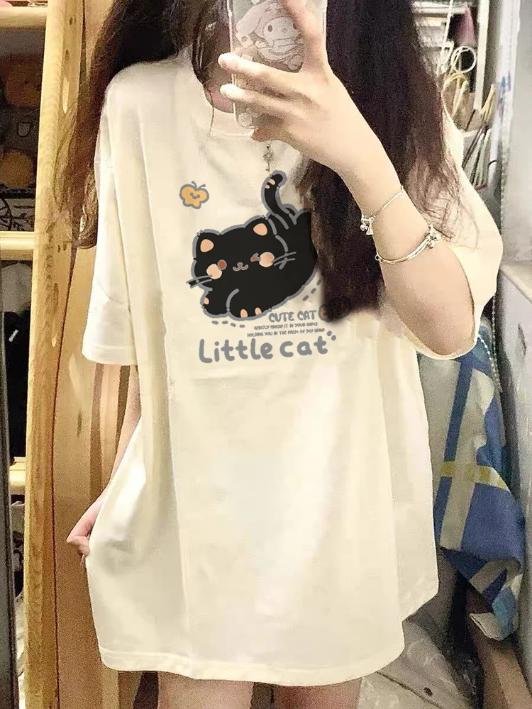 반팔 티셔츠 여성 레트로 한국 미적 캐주얼 루즈핏 편안한 그래픽 통기성 데일리 streetwear 패션