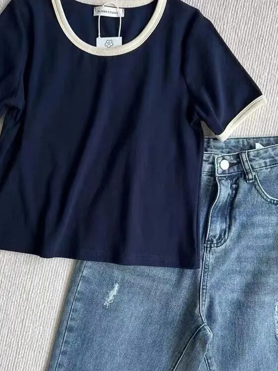 Colore unico Blo Design ort Sve T-shirt da donna Faionable Coreano Sle Pendolarismo Vento Slim Fit Estate Nuovo arrivo
