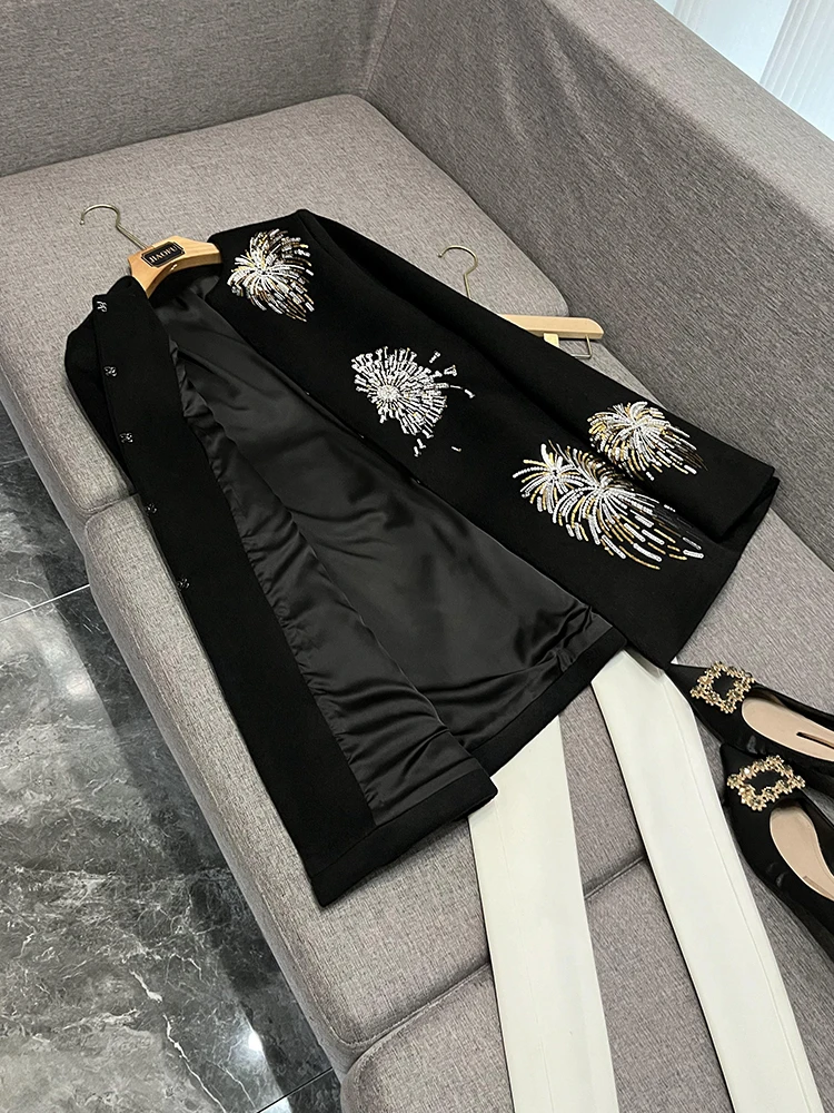 

Ретро-дизайн фейерверка с вышивкой High-Defn, свободная накидка на плечо, капюшон Elely Cut Ne Long Sve, хлопковое пальто