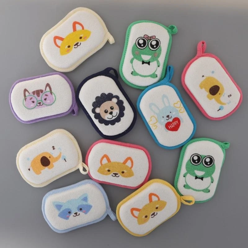 

M76C Animal Pattern Baby Bath Sponge Quick-Drying Baby Bathing Sponge Lightweight & Convenient Sponge for Home or Travel