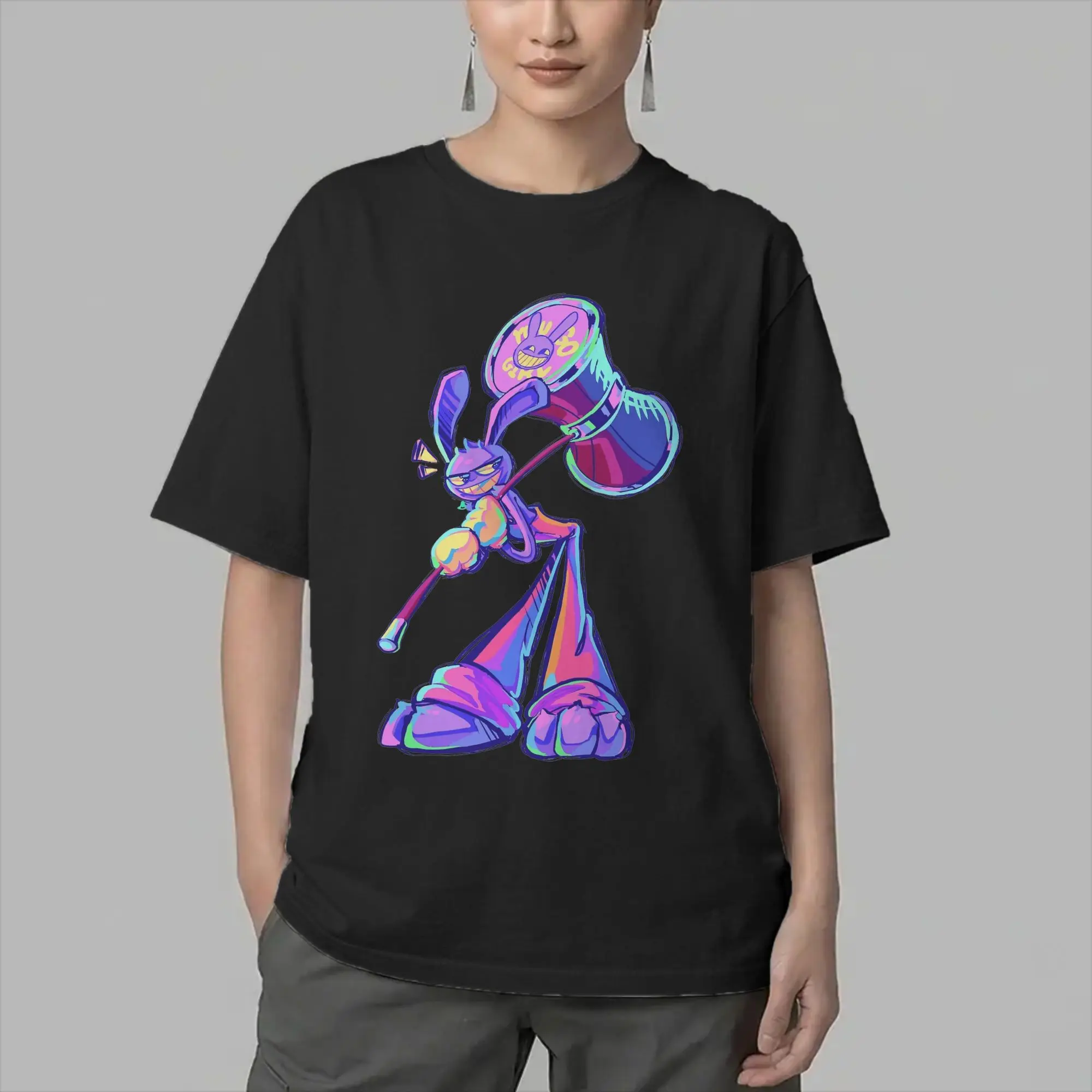 Cartoon Digitals Circus T-Shirt Men Jax and Big Hammer Novelty 100% Cotton Tee Shirt Crewneck Short Sleeve T Shirt Gift Tops