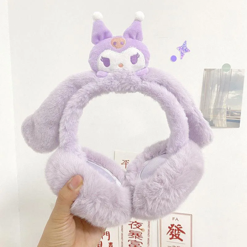 Kawaii Sanrio Earmuffs Warmth Kuromi Cinnamoroll Applicable To Students and Adults Folding Ear Muffs Cute Plush Ear Covers