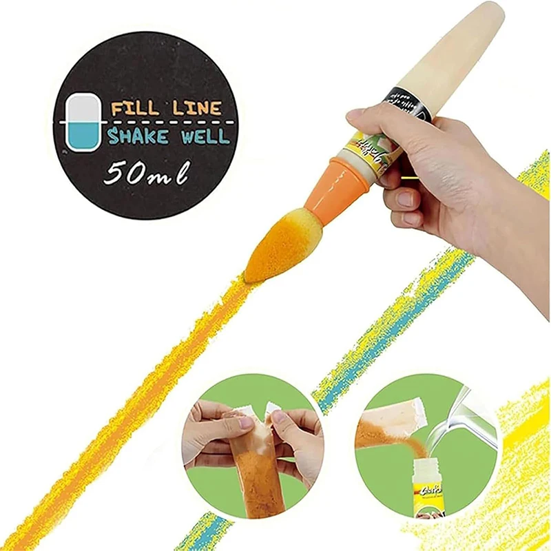 Sidewalk Chalk Paint Brush,3-Pack DIY Washable Paintbrush Bulk,Add Water To The Brush And Use Washable, Easy To Clean