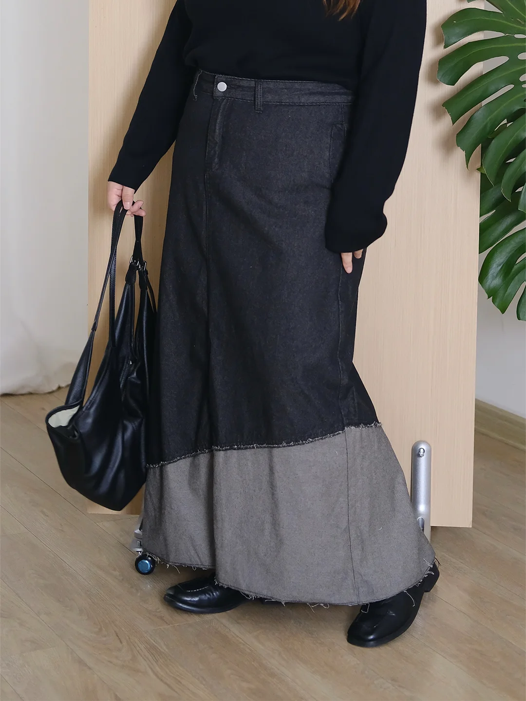 

Zooobaby04 Корейская джинсовая юбка А-силуэта свободного кроя, женская, с высокой талией, широкими штанинами, утягивающая, с разрезом, повседневная, хлопковая