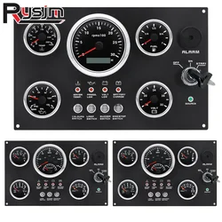Custom Marine Boat Car 85mm GPS Speedometer with Tachometer Oil Press Fuel Voltmeter 5 Gauge Set With Instrument Panel Red Light