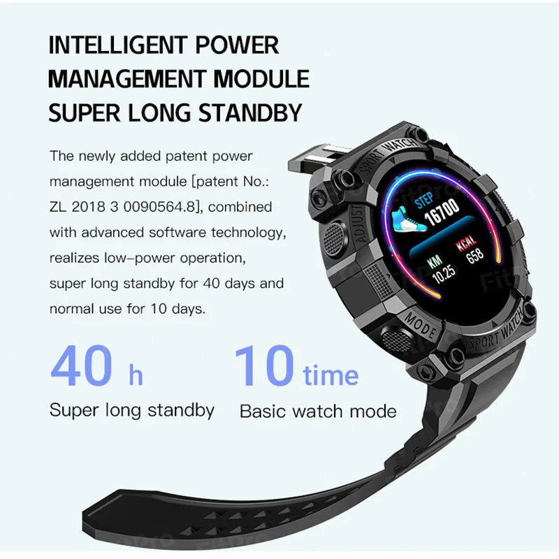 Newest Bluetooth Fitness Tracker Sports Smart Watch Reminder Color Screen FD68S Health Monitoring Wear Watch Black