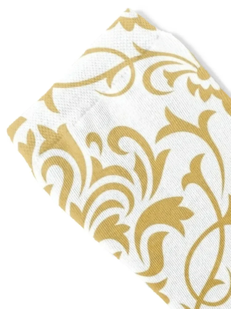 Gold and white vintage damasks Socks Stockings compression aesthetic Socks Man Women's