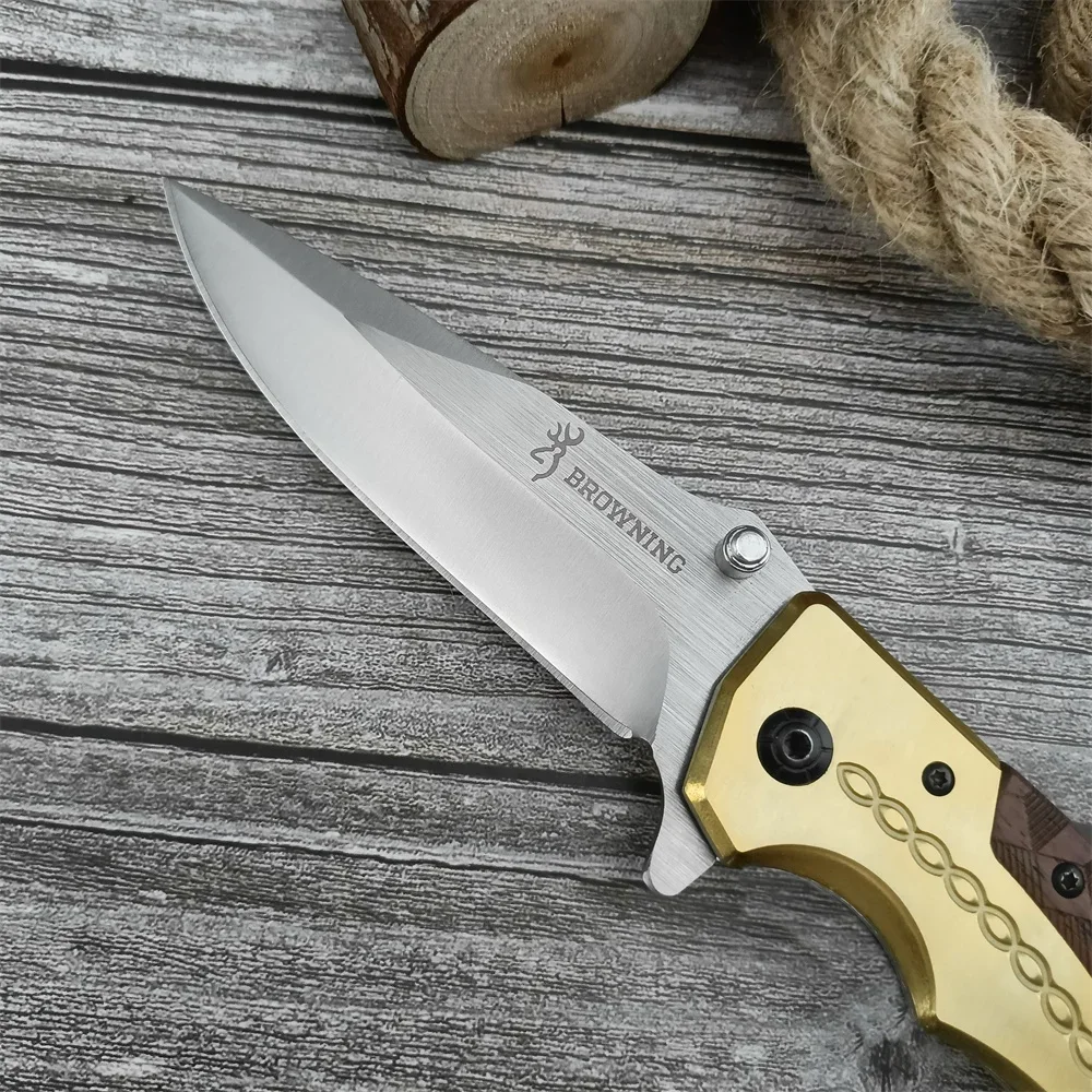 BN DA77 Folding Knife 5Cr13Mov Blade Wood + Brass Handle High Quality Knife Outdoor EDC Camping Hiking Survival Hunting Tool