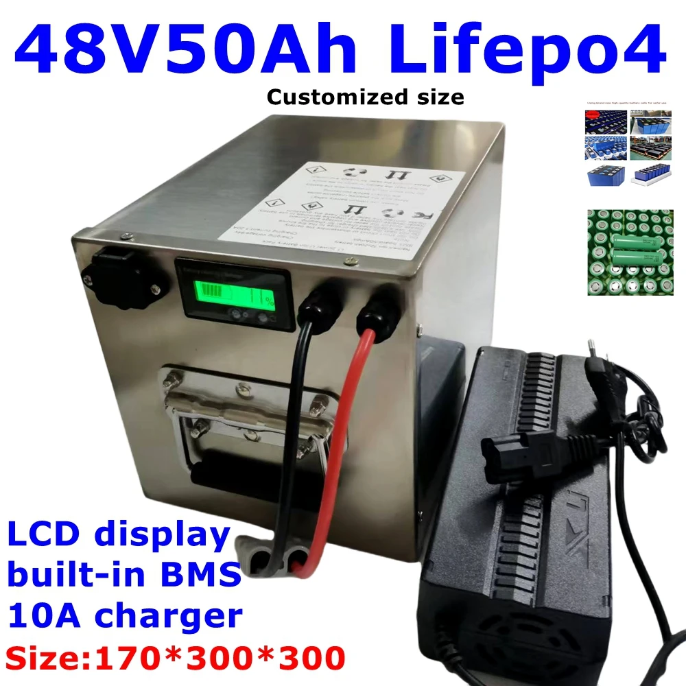 LT-Metal Case Deep Cycle 48V 50Ah Lifepo4 Lithium Battery With Strong Bms For Golf Cart Solar Storage System Agv+5A Charger