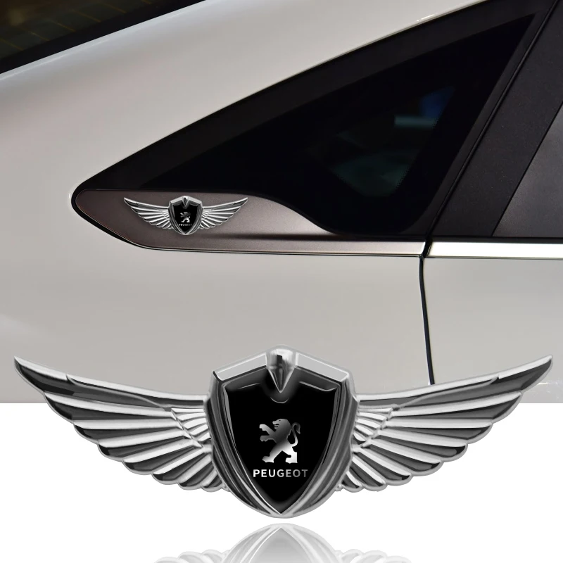 1pcs New Car Badge Metal Wings Body Decoration Sticker For Peugeot 206 207 307 3008 2008 308 407 408 508 301 208 RCZ Accessories