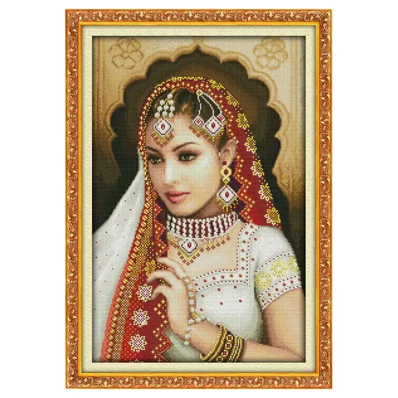 Oriental Indian Beauty Patterns Counted Cross Stitch Set DIY 11CT 14CT 16CT Stamped DMC Cross-stitch Kit Embroidery Needlework