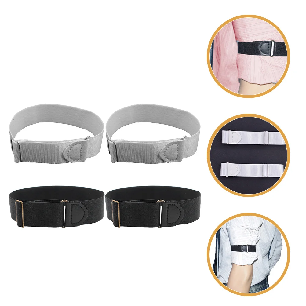 

2Pairs Shirt Sleeve Garters Non-Slip Adjustable Elastic Arm Bands Sleeve Holders for Men Women Shirt Stay Garters