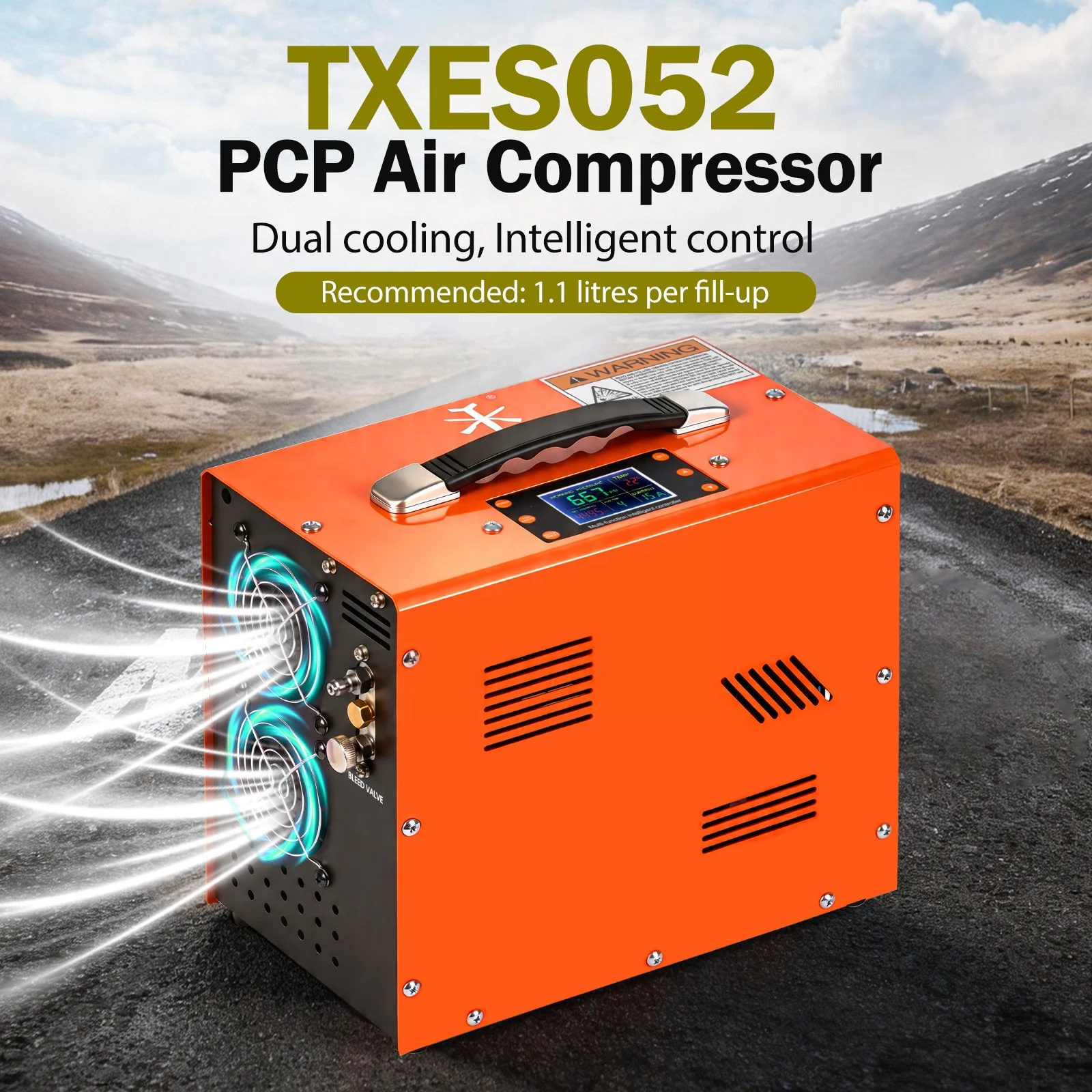 High Power Auto Stop LCD Display 4500psi 300bar Electric Pump Car Battery Scuba Diving   12v Air Compressor