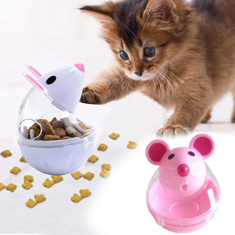 Pet Feeder Cat Toy Mouse Food Rolling Leakage Dispenser Bowl Playing Training Funny Toys for Cat Kitten Cats Toy Pet Supplies