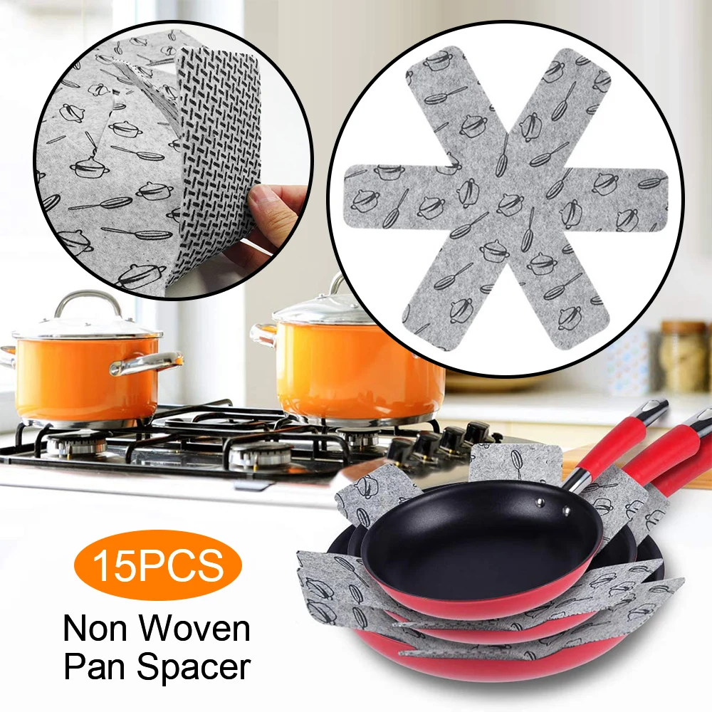 12/15Pcs Pot Pan Felt Protectors Divider Pads Heat Resistant Prevent Scratching Separate Mat Surfaces For Cookware Kitchen Tool