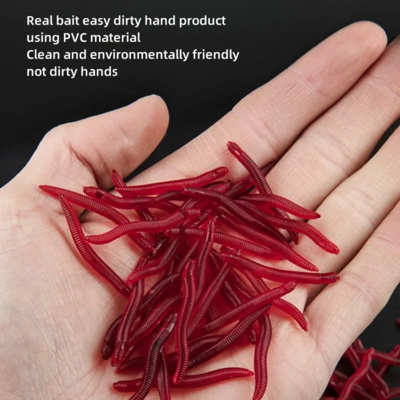 10/20/50/100/200pc Red Worm Soft Lure 3.5cm Lifelike Earthworm Tackle Artificial Insect Bait For Bass Carp Larvae Soft Fish Bait