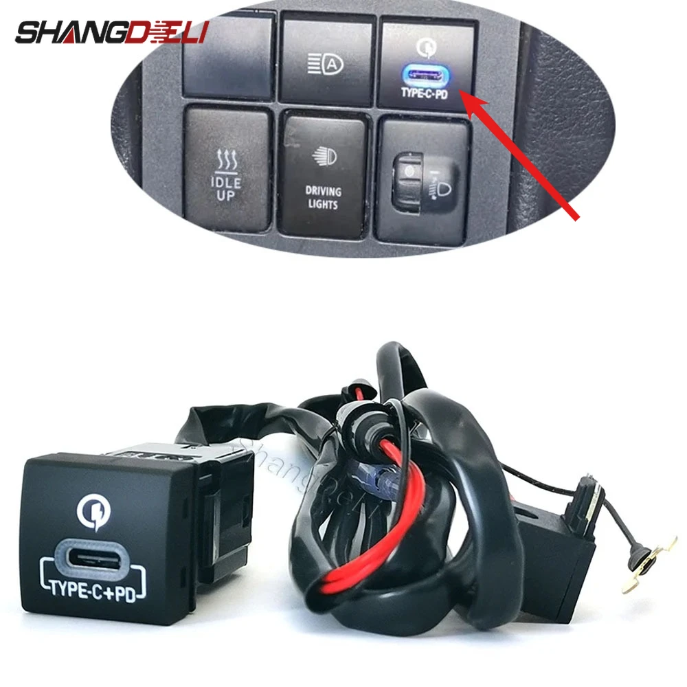 adaptador-de-carregador-de-interface-Unica-12v-24v-para-carro-com-soquete-de-carregamento-tipo-c-pd-compativel-com-toyota-prado-corolla-rav4-camry