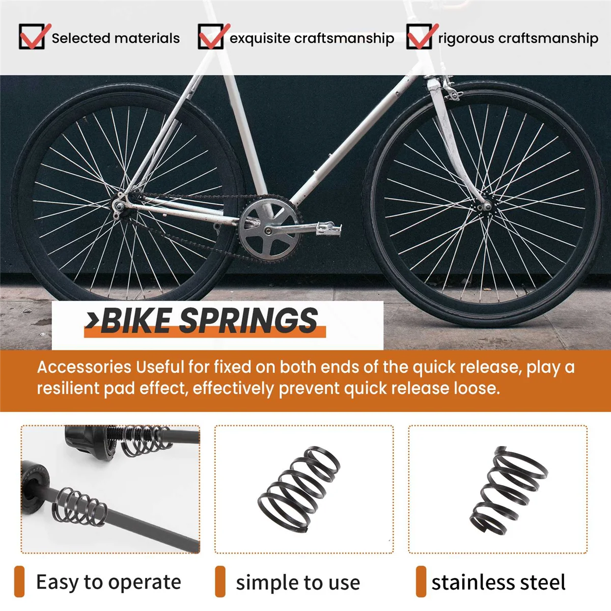 BOFF- 10 Uds. Resortes de brocheta de rueda de bicicleta eje de resortes de brocheta de rueda de bicicleta de liberación rápida Universal