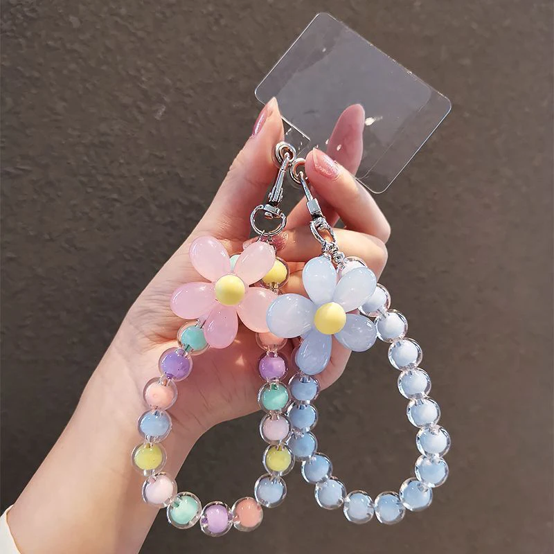 

Crystal Color Mobile Phone Lanyard Wrist Strap Women's Hand-held Chain Short Anti-lost Cell Phone Case Cute Lanyard Key Pendant