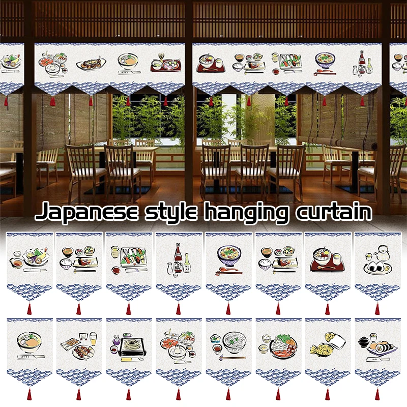 

Japanese Style Kitchen Partition Triangle Door Curtain Bedroom Hang Flag Short Curtain Restaurant Sushi Shop Izakaya Decor Sign