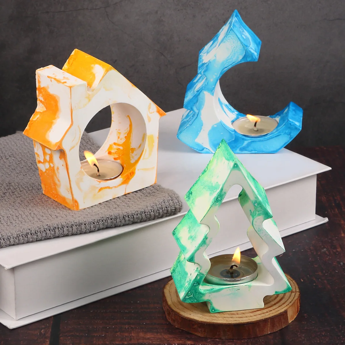 Weihnachten Dekoration Kerzenhalter Silikon Form Diy Handgemachte Weihnachten Baum Gips Beton Harz Kerzenhalter Handwerk Form Home De