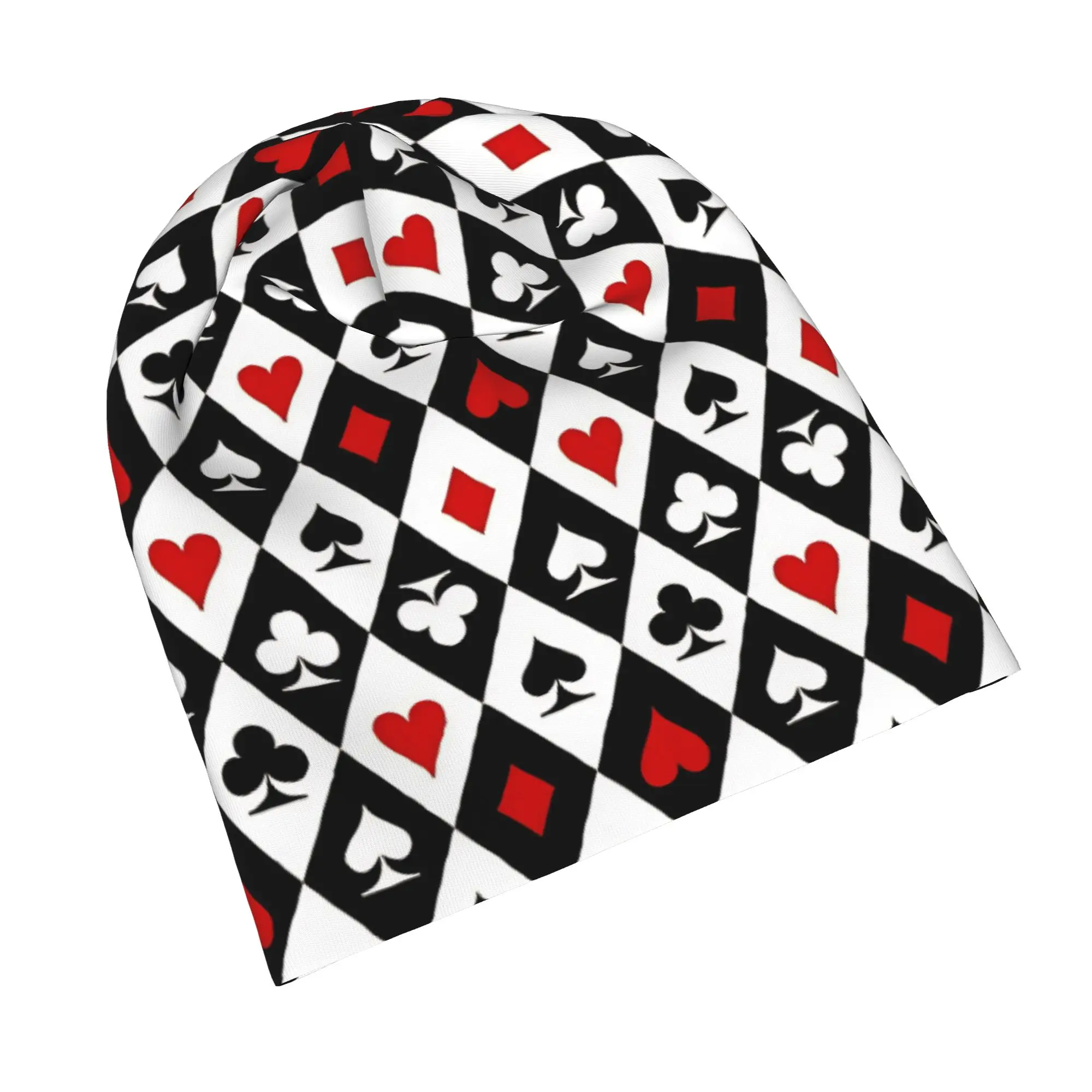 Playing cards suit symbols Poker Bonnet Hat Autumn Winter Street Skullies Beanies Hats  for Men Women Summer Dual-use Cap