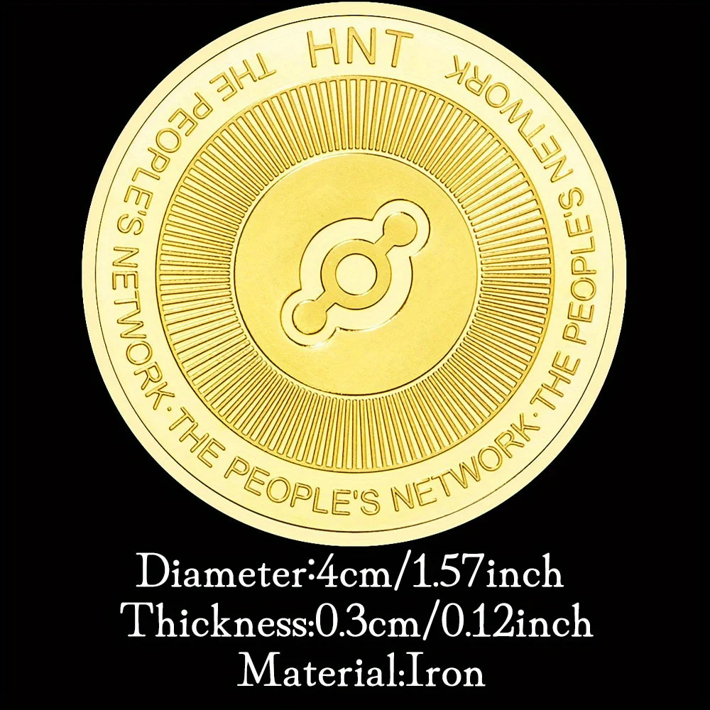 The Peoples Network HNT Cryptocurrency Physical Collection Golden Plated Commemorative Coin Crypto Coin