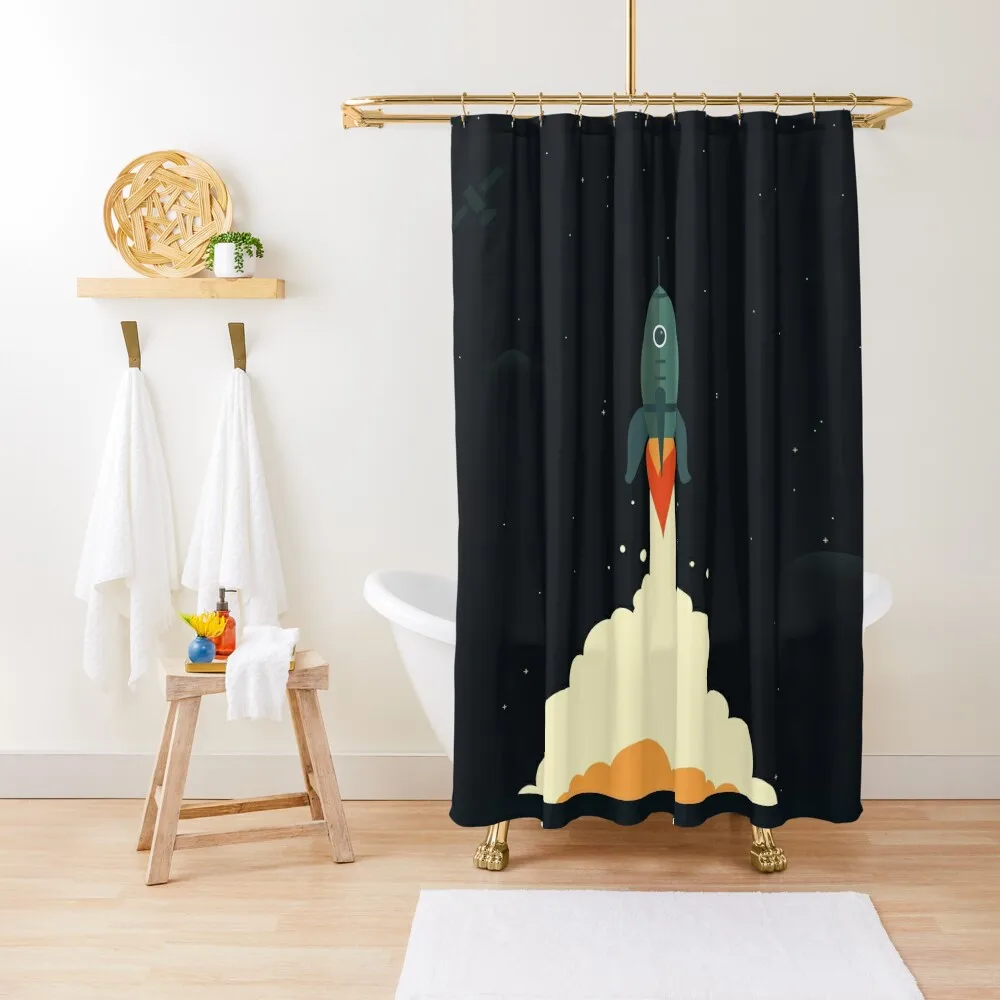 

Rocket Ship Shower Curtain Luxury Bathroom Waterproof Shower And Anti-Mold Luxury Bathroom Shower Curtain