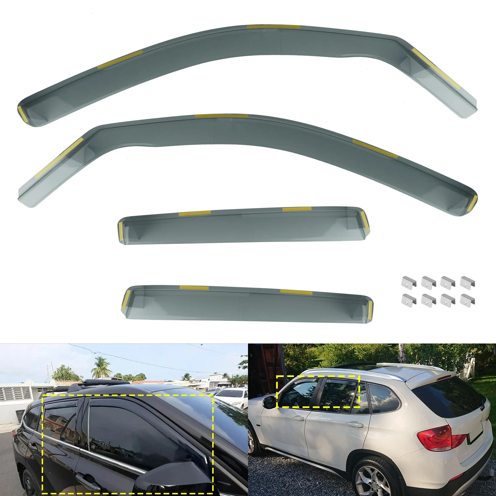 Image of 4 Stück Frontscheiben-Wind-, Regen- und Sonnenschutzfolien, transparent, für BMW X1 E84 SUV 2009-2015
