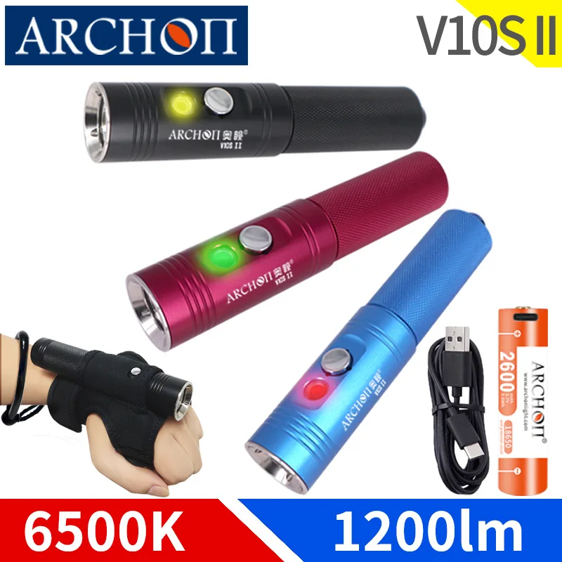 

V10S II 6500K diving light max 1200lm diving flashlight Underwater 100m diving torch dive lighting HD video photoraphy dive lamp