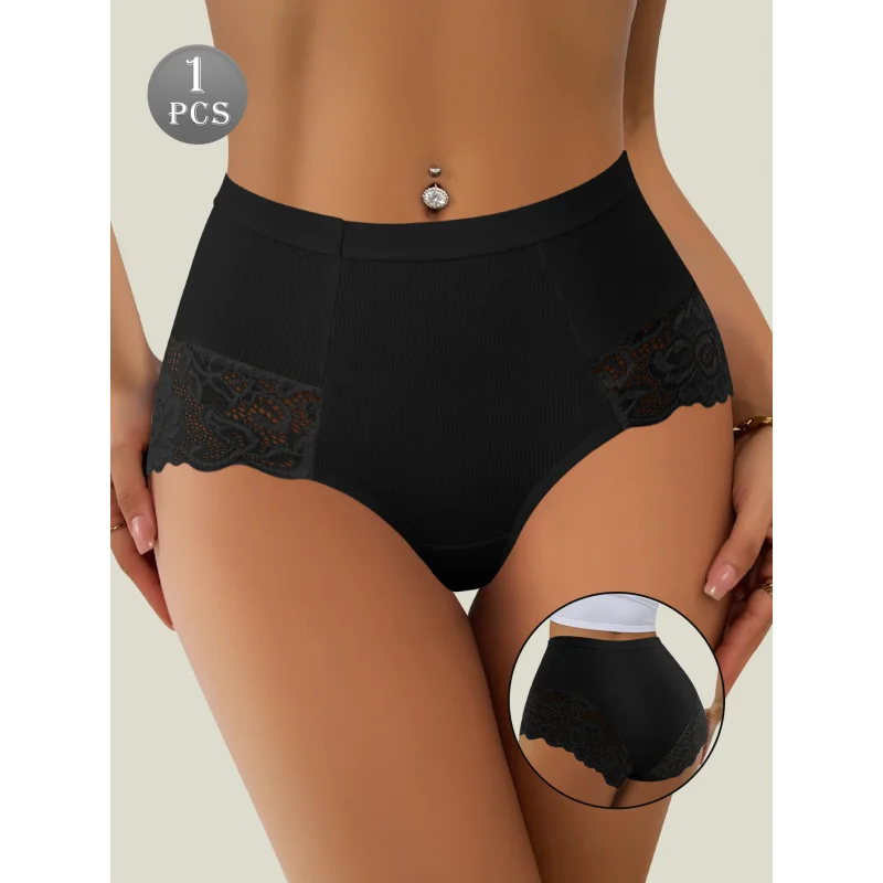 

1 шт., кружевные бесшовные корректирующие трусики с высокой талией, удобный дизайн с подъемом бедер, дышащие и сексуальные