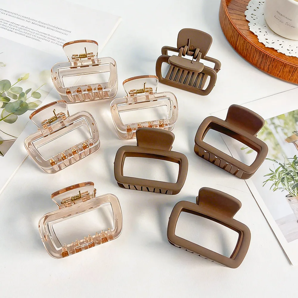 

8 solid color hair clips, non-slip square matte hair clips for women, strong clips suitable for thick or thin hair.