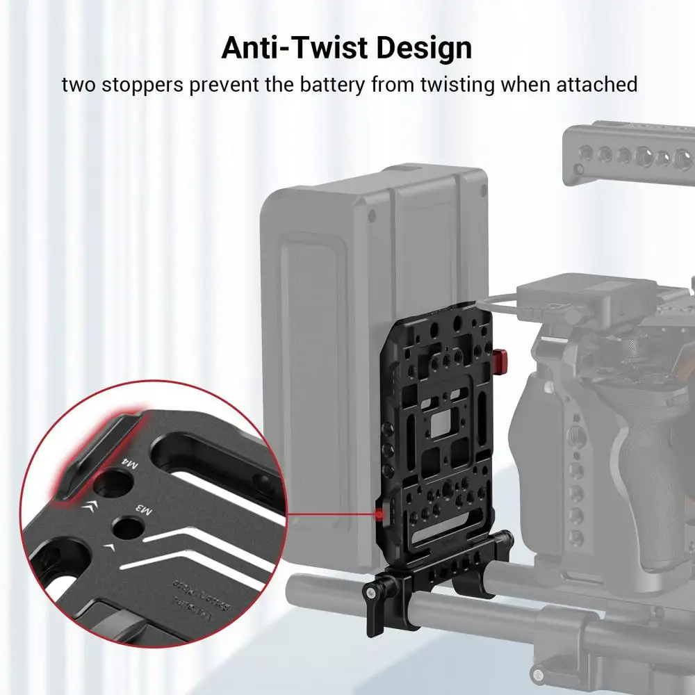 Imagem -02 - Smallrig v Mount Battery Plate V-lock Mount Battery Plate 15 mm Rod Clamp Braço Ajustável para Alimentação 2991