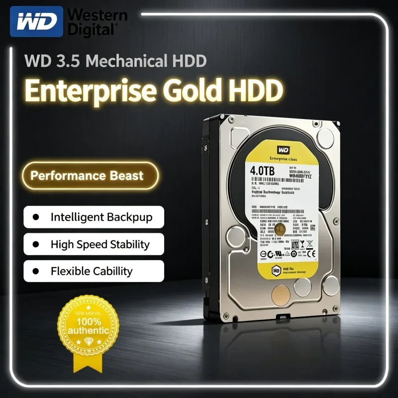 Western Digital Gold Enterprise HDD 3.5 Inch 4TB Mechanical Hard Disk Internal Storage Drive For Surveillance System NAS Desktop