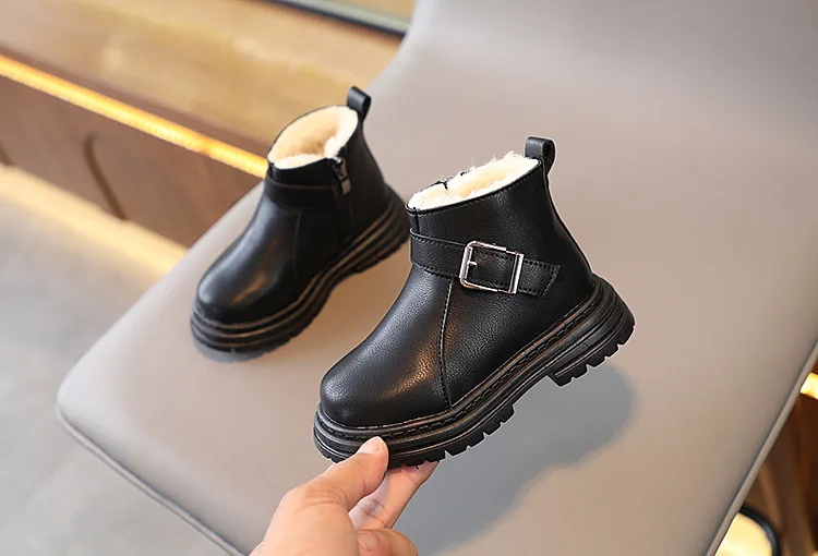 Winterstiefel für Mädchen, neue Mode, knöchelhohe Stiefel, wärmend, mit Kaschmirfutter, Kinderstiefel, rutschfeste Outdoor-Schuhe für Kleinkinder und Schüler. – Detail 8