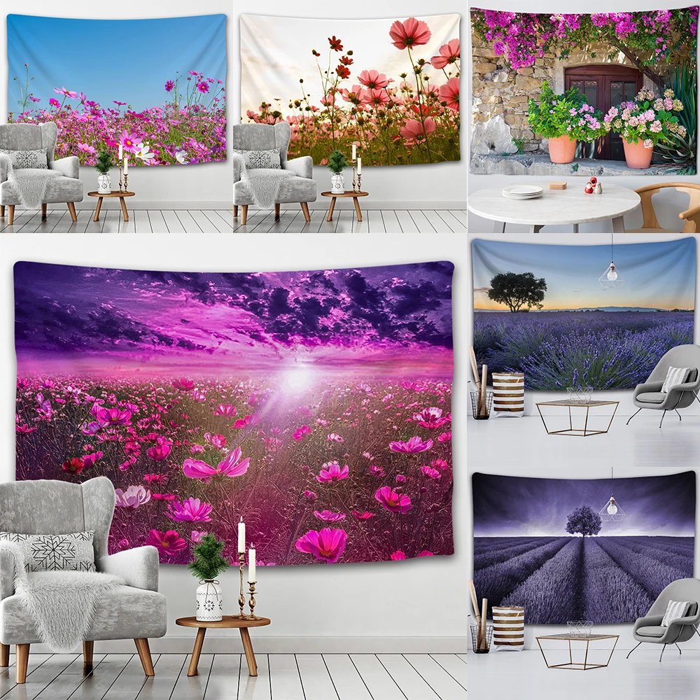 

Lavender Flower Tapestry Print Decoration Mandala Wall Hanging Backdrop Fabric Home Decor