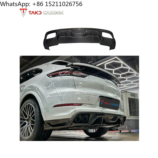 Glossy 100% Dry Carbon Fiber TAKD Material New Universal Rear Spoilers Diffuser for Porsche Cayenne 2018-UP Rear Bumper