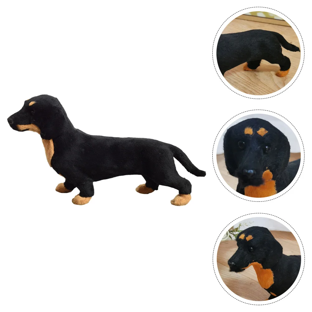 Dachshund Model Toys Dog Craft Kids Lifelike Outer Featured Faux Fleece Animal Child Educational