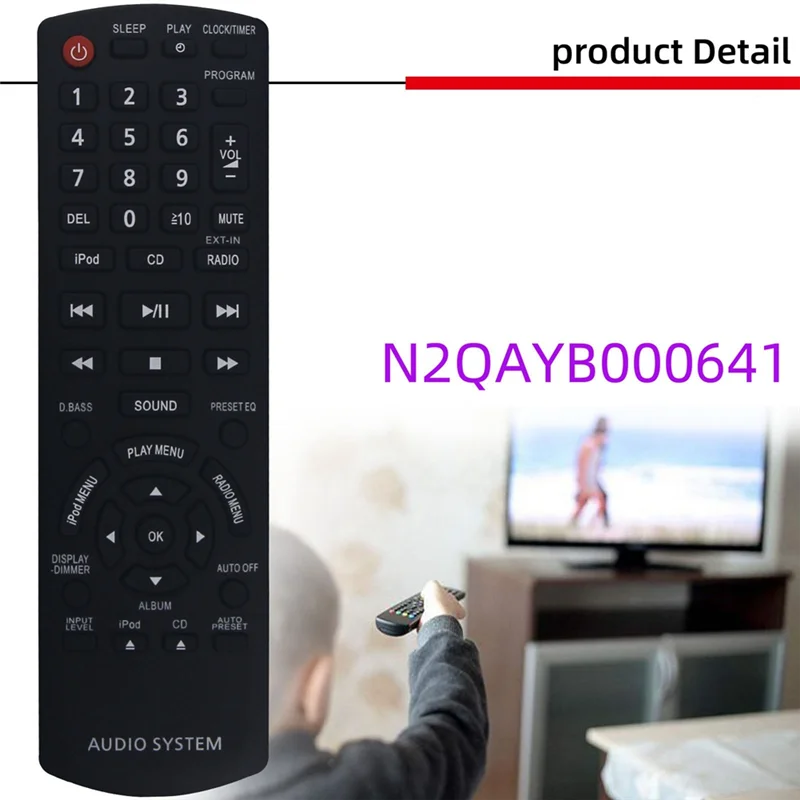 N2QAYB000641 Remote Control Replaced for Panasonic Compact Stereo System SC-HC35 SCHC35 SC-HC35DB SCHC35DB