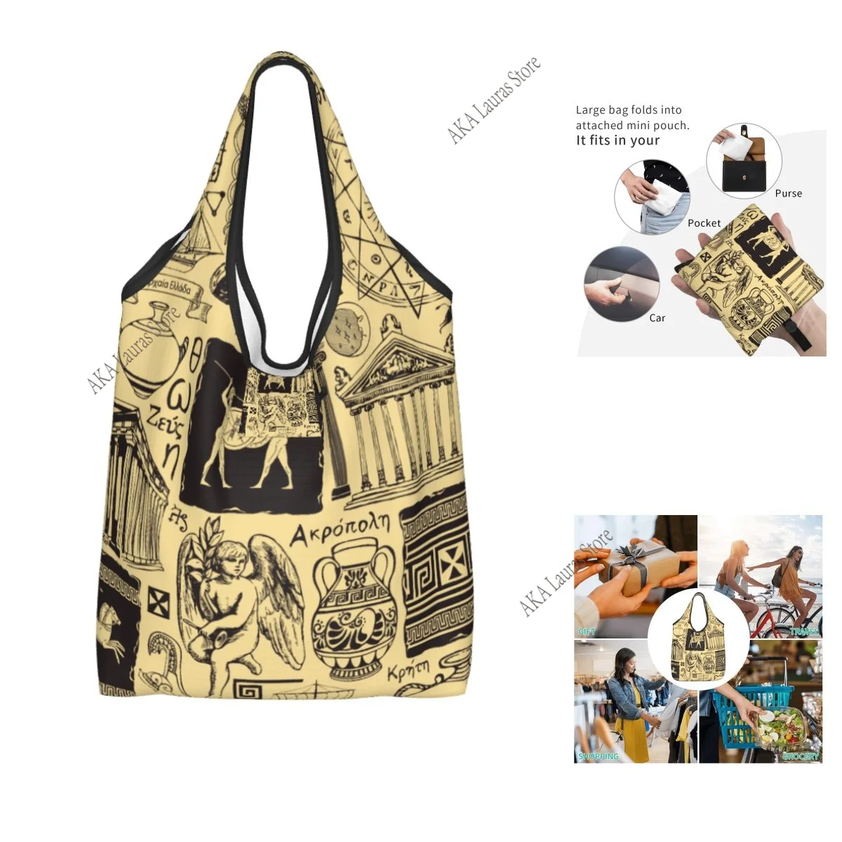 

Греческая продуктовая сумка для покупок Сумка-шоппер через плечо Большая сумка