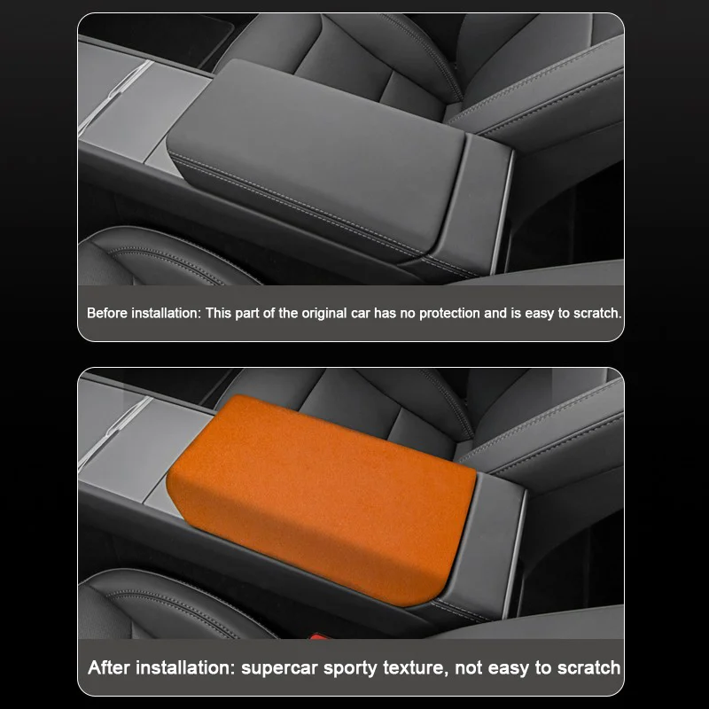 Suede For Tesla Model 3 Highland 2024,Car Trim Central Control Storage Panel Armrest Box Covering Accessory Protective Shell Pad