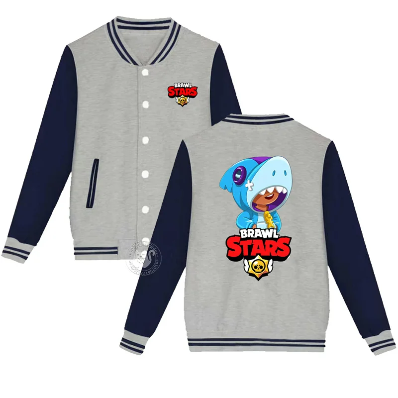 Kids Fall Winter Wilderness Brawl Shark Print Boys Girls 2-14 years old Thick warm coat Casual baseball uniform top