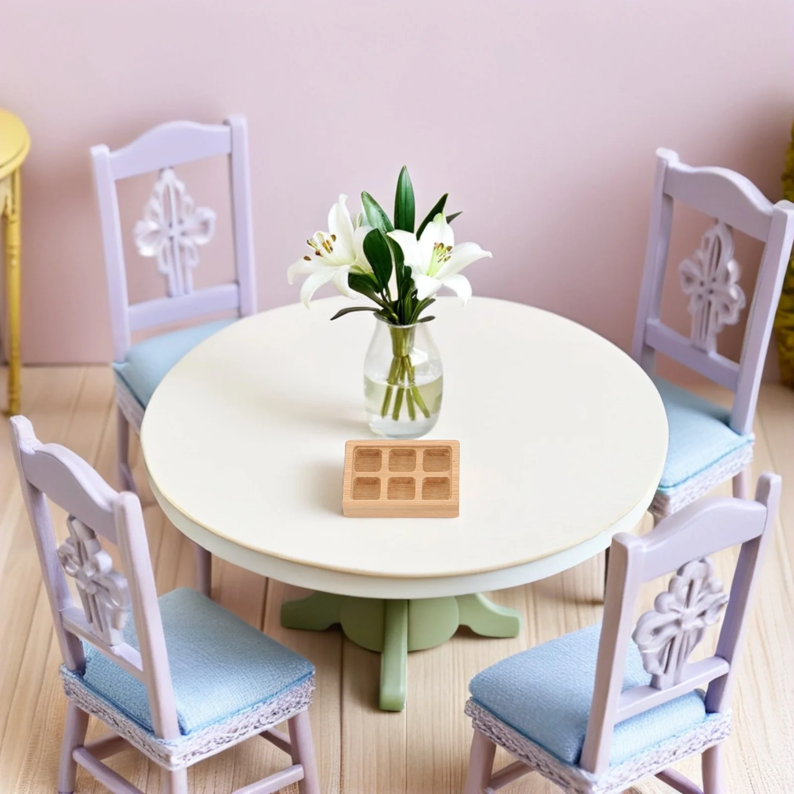 

3 шт. миниатюрное деревянное блюдо, легкие деревянные подносы с отделениями, ролевые игры, кукольный домик, кухонные аксессуары, поднос для конфет