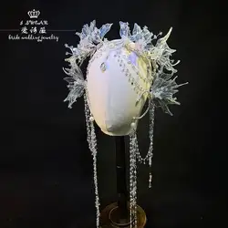 Beauty Exotic Style Mermaid Princess Headdress Mermaid Hair Crown Hanfu Style Forehead Decoration Fairy Headwear Butterfly Tiara