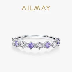 Ailmay 925 Sterling Silver Light Luxury Vintage Purple Zircon Ring The perfect Gift For Women's Holiday Or Anniversary