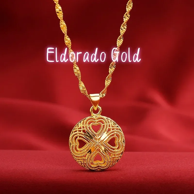 

2025 High Quality AU999 Gold Necklace Pendant Women 24K Pure Gold Solid Peace Buckle Pendant Real Gold Jewelry Clavicle Chain