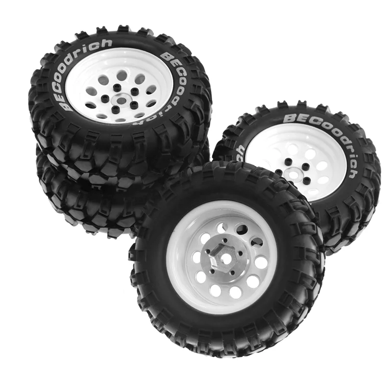 

Best 4Pcs 93Mm Metal 1.9Inch Beadlock Wheel Rim Rubber Tire Set For 1/10 RC Crawler Car Traxxas,10 Holes 12Mm Adapter,White Dura