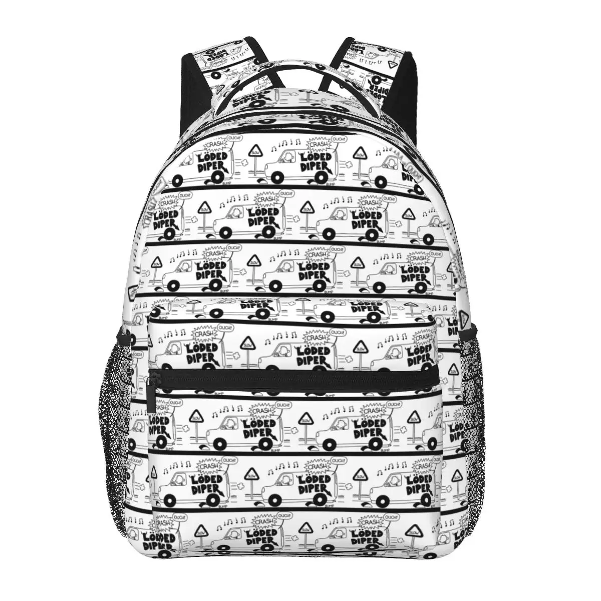 

Funny Loded Diper Car Slow Black Backpack Hot Sale Daypack Large Capacity BookBag School Bag Shoulder Bags for Men Women