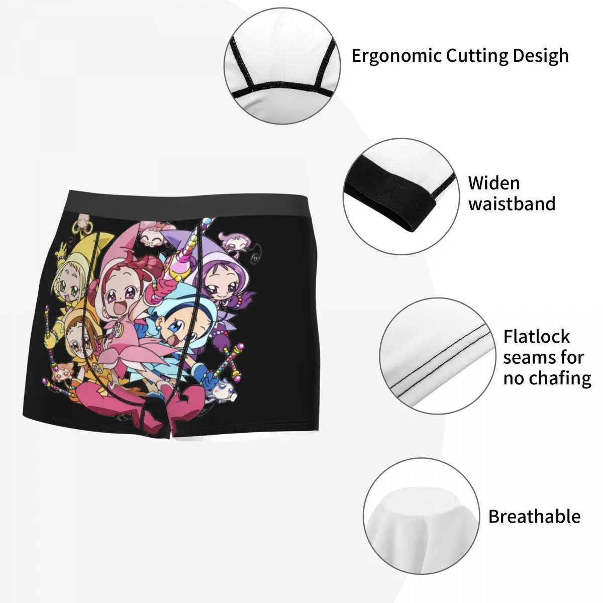 Men Ojamajo Doremi Underwear Magical Angel Cute Kawaii Anime Girls Humor Boxer Shorts Panties Homme Breathable Underpants